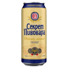 Пиво «Секрет Пивовара» Мягкое светлое фильтрованное 4,3%, 450 мл