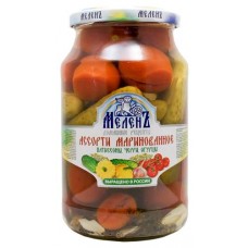 Купить Ассорти овощное «Меленъ» маринованное кабачки огурцы и томаты черри, 900 г