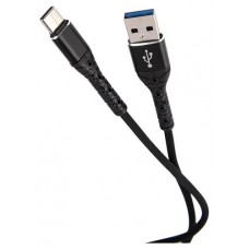 Дата-кабель mObility USB  Type-C, 3А, тканевая оплетка, черный