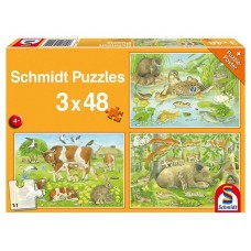 Пазл Schmidt Spiele Животные с малышами, 3x48 деталей