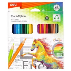 Карандаши цветные Deli EC113-24 Enovation трехгранные, 24 цвета