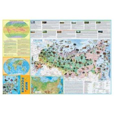 Карта складная. Мир. Природные зоны, животные и растения, 1х0.7 м