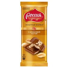 Шоколад молочный «Россия - Щедрая душа!» с дробленым арахисом и начинкой с добавлением арахисовой пасты, 85 г