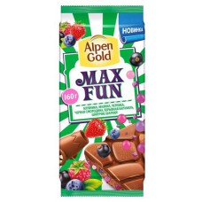 Шоколад Alpen Gold Max Fun молочный с начинкой, 160 г