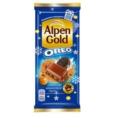Шоколад Alpen Gold Oreo молочный с арахисовой пастой и кусочками печенья, 95 г
