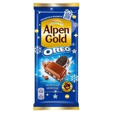 Шоколад Alpen Gold Oreo молочный с кусочками печенья, 95 г