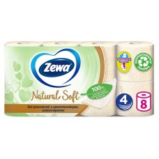 Бумага туалетная Zewa Natural Soft, 4 слоя,  8 рулона
