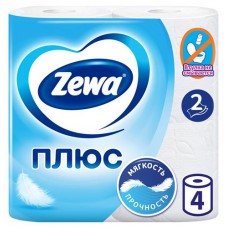 Бумага туалетная Zewa Плюс Белая, 2 слоя, 4 рулона