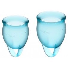 Набор менструальных чаш Satisfyer Feel confident Menstrual Cup Light голубые, 2 шт