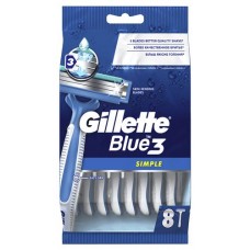 Станок для бритья мужской Gillette Blue Simple3 одноразовый, 8 шт