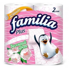 Туалетная бумага Familia Plus Весенний цвет 2 слоя, 4 рулона