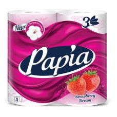 Туалетная бумага Papia Strawberry Dream 3 слоя, 4 рулона