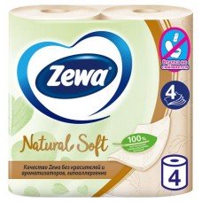 Бумага туалетная Zewa Natural Soft, 4 слоя, 4 рулона