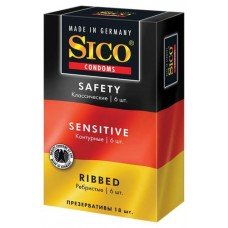 Презервативы Sico Safety Sensitivy Ribbed 3 вида, 18 шт