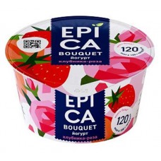 Купить Йогурт Еpica Bouquet фруктовый с клубникой и розой 4.8%, 130 г