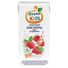 Коктейль молочный «ФрутоНяня» Kids с клубникой 3,2%, 200 мл