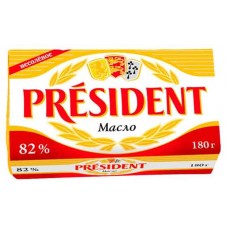 Купить Масло сливочное President несоленое 82%, 180 г