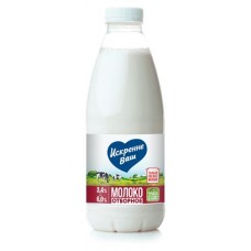 Молоко питьевое «Искренне Ваш» отборное пастеризованное 3,4-6%, 930 мл