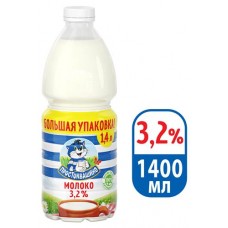 Молоко «Простоквашино» пастеризованное 3,2%, 1,4 л