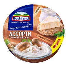 Сыр плавленый Hochland ассорти сливочный с грибами в сливочном соусе 50%, 140 г