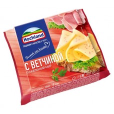 Купить Сыр плавленый Hochland с ветчиной ломтиками 8 шт 45%, 150 г