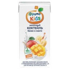 Коктейль молочный «ФрутоНяня» Kids с бананом и манго 3,2%, 200 мл