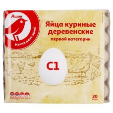 Яйца куриные АШАН Красная птица деревенские С1, 30 шт