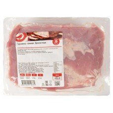 Купить Грудинка свиная Auchan Красная Птица бескостная охлажденная, 1 упаковка (0,6-1 кг)