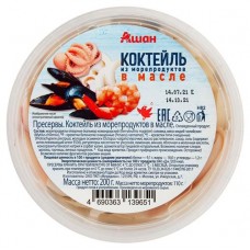 Коктейль из морепродуктов АШАН Красная птица в масле, 200 г