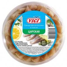 Сельдь VICI Любо есть Царская филе-кусочки в масле с укропом, 500 г