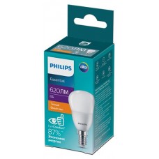 Лампочка светодиодная Philips LED E14 620 Лм теплый белый свет, 6 Вт