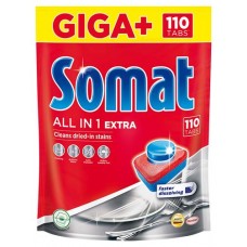 Таблетки для посудомоечной машины Somat 110 tabs All in One Extra мультифункциональное средство для мытья посуды, 110 шт