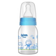 Бутылочка Wee Baby Classic стеклянная для кормления с силиконовой соской размер Ė1, 125 мл