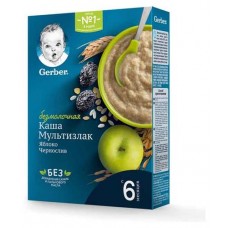 Каша безмолочная Gerber мультизлаковая яблоко чернослив с 6 мес., 180 г