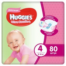 Подгузники Huggies Ultra Comfort для девочек 4 8-14 кг 80 шт