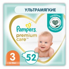 Подгузники Pampers Premium Care размер 3 6-10 кг, 52 шт