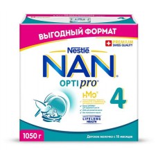 Смесь сухая молочная NAN 4 Optipro для роста иммунитета и развития мозга с 18 мес., 1050 г