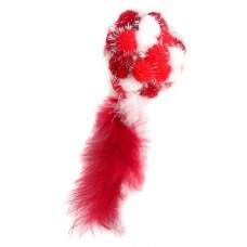 Игрушка для кошек Petpark Мяч Пон-Пон с перьями красный, 24 см