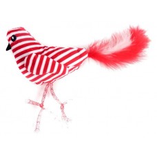 Игрушка для кошек Petpark Птичка с перьями красно-белая, 25 см