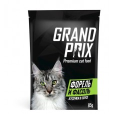 Корм для кошек Grand prix кусочки в соусе Форель и фасоль, 85 г