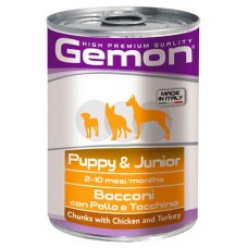 Корм консервированный для щенков Gemon Dog кусочки с курицей и индейкой, 415 г