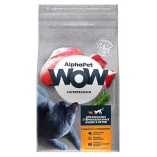 Корм сухой для стерилизованных кошек AlphaPet WOW индейка и потрошки, 1,5 кг