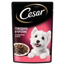 Купить Консервированный корм для собак Cesar с говядиной кроликом и шпинатом в соусе, 85 г