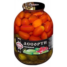 Купить Ассорти овощное «Скатерть-Самобранка» огурцы и томаты, 3 л