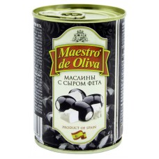 Маслины черные Maestro de Oliva с сыром фета, 280 г