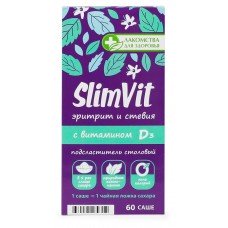 Подсластитель SlimVit эритрит и стевия с витамином Dз Лакомства для здоровья, 60 г