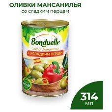 Купить Оливки зеленые Bonduelle Мансенилья со сладким перцем, 300 г