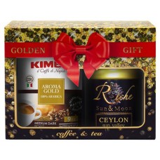 Подарочный набор Golden Gift Кофе Kimbo Gold молотый, 250 г + Чай Riche Natur Цейлон, 100 г