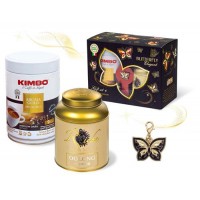 Подарочный набор Butterfly Elegant кофе Kimbo Gold + чай Оолонг + кулон, 350 г