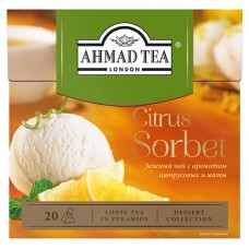 Чай зеленый Ahmad Tea Цитрусовый сорбет листовой в пирамидках, 20 х 1,8 г